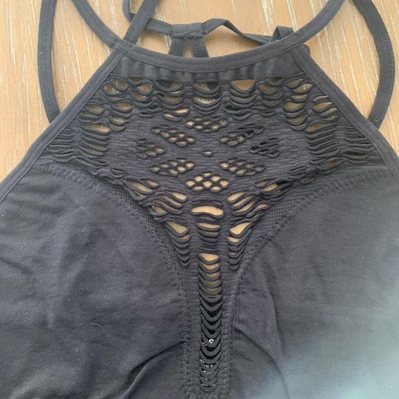 Leto / New Black Crochet Front Seamless Bralette C - Picture 5 of 6
